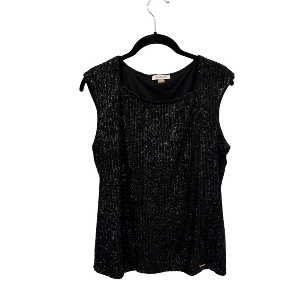 Calvin Klein Black Sequin Blouse